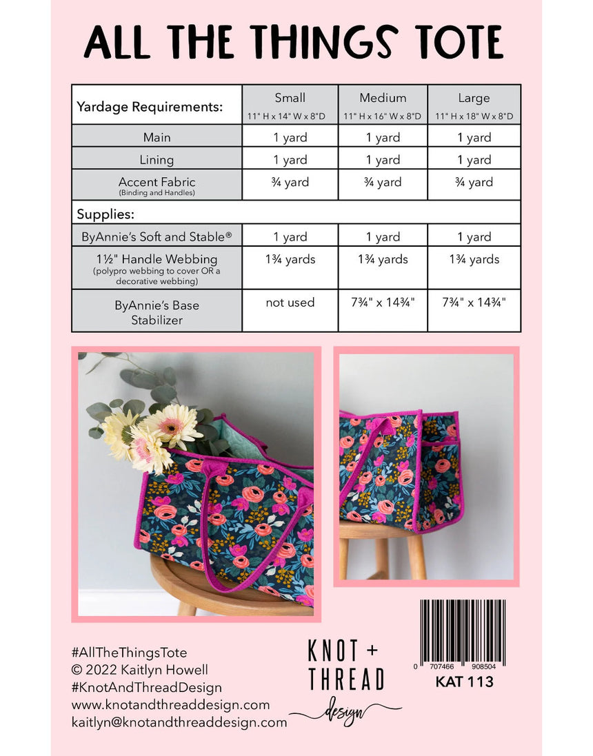 All The Things Tote Bag Sewing Pattern, Knot + Thread Design