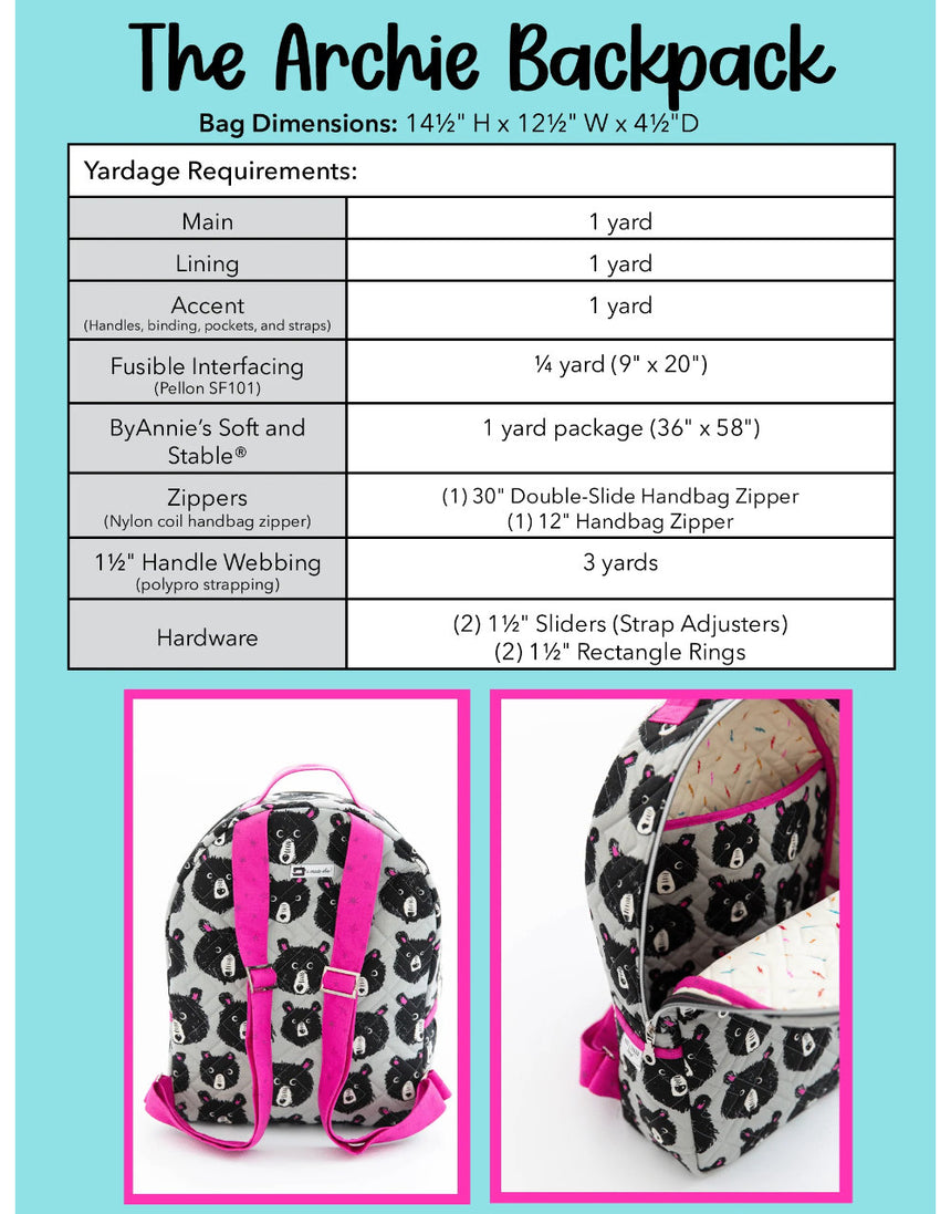The Archie Backpack Sewing Pattern, Knot + Thread Design
