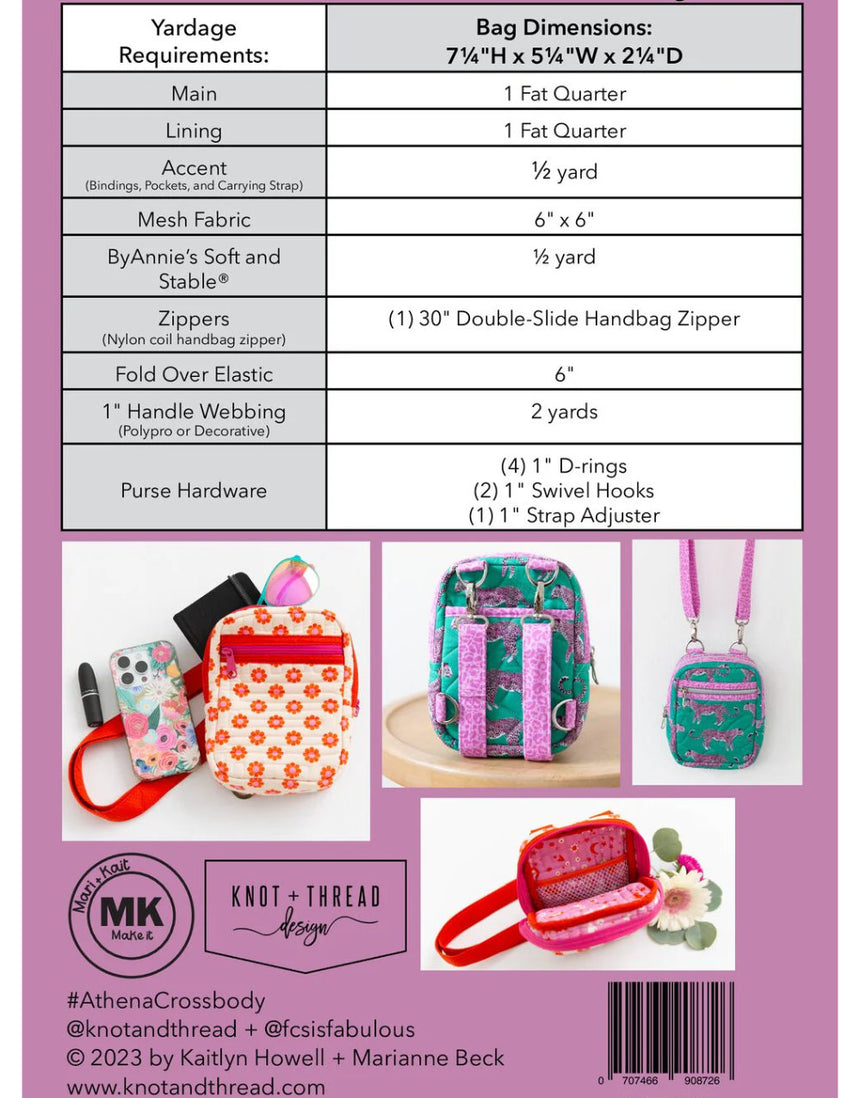 Athena Crossbody Bag Sewing Pattern, Knot + Thread Design