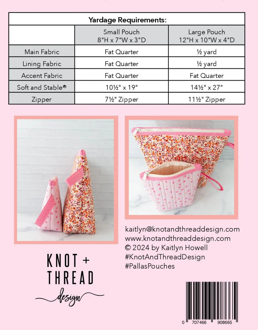 Pallas Pouches Sewing Pattern, Knot + Thread Design