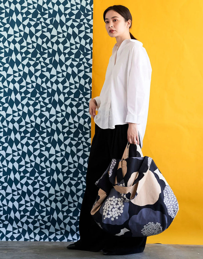 Echino Cloud Flower Cotton Linen Canvas Fabric, Black