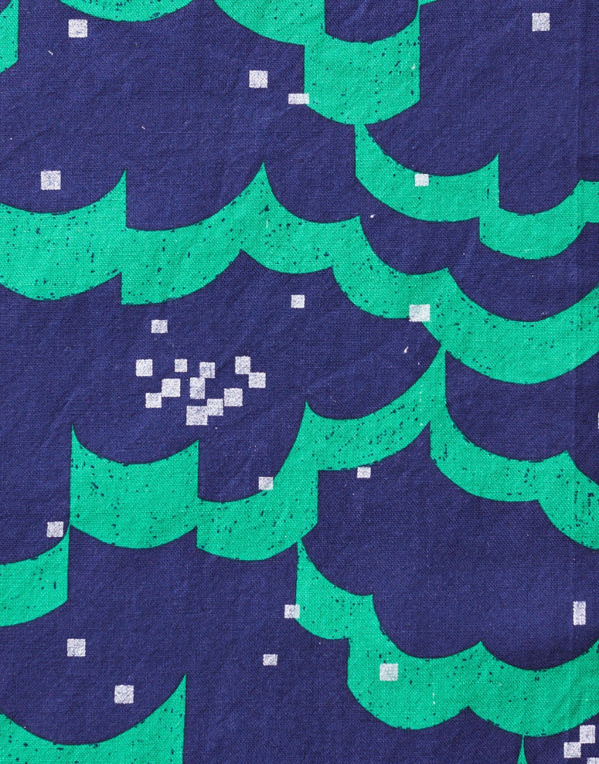 Echino Float Cotton Linen Canvas Fabric, Blue & Green