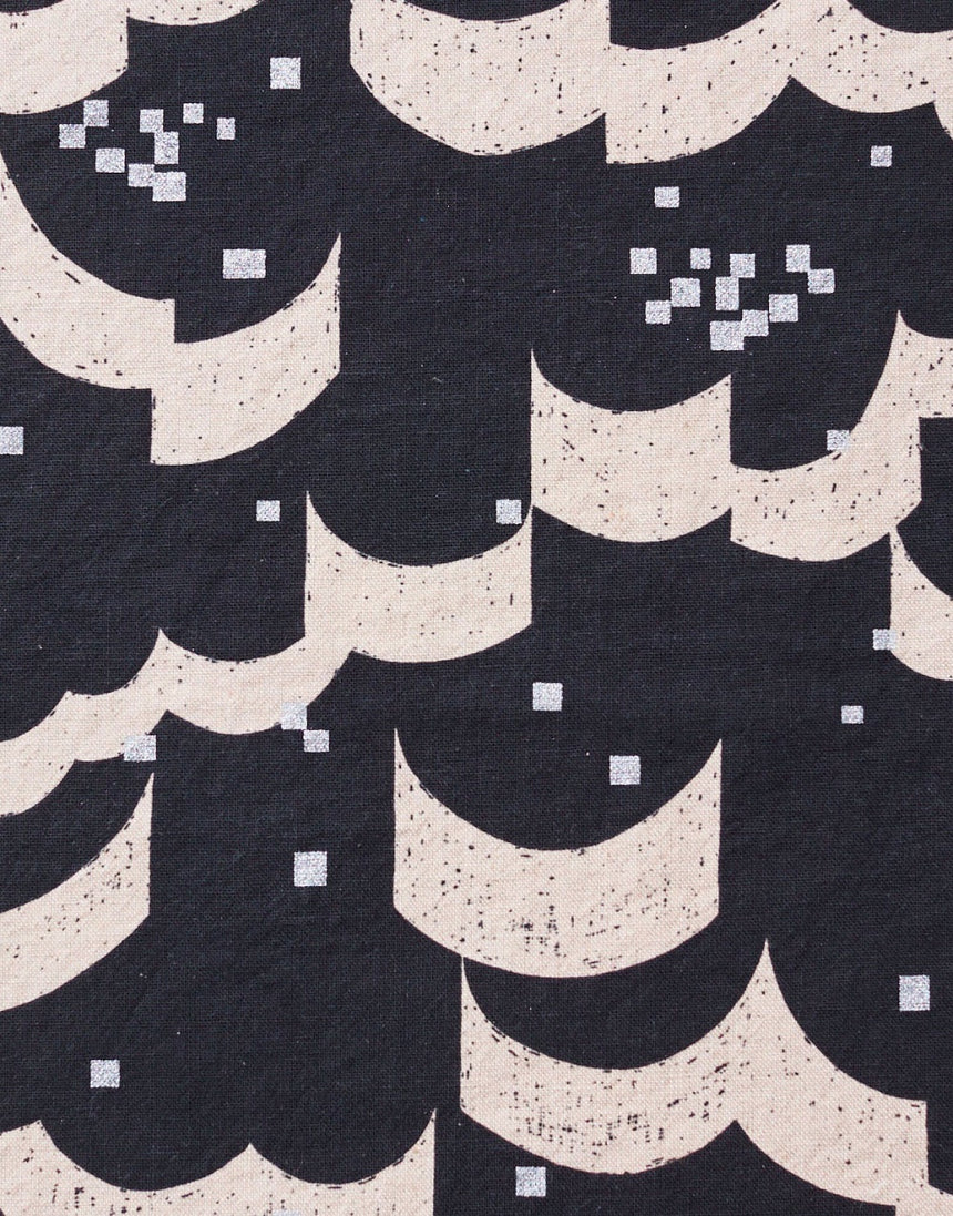 Echino Float Cotton Linen Canvas Fabric, Black