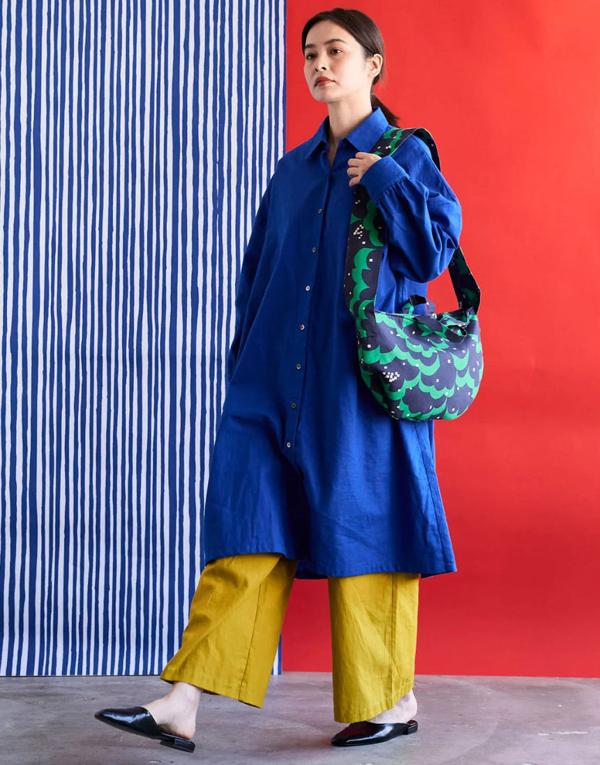 Echino Float Cotton Linen Canvas Fabric, Blue & Green