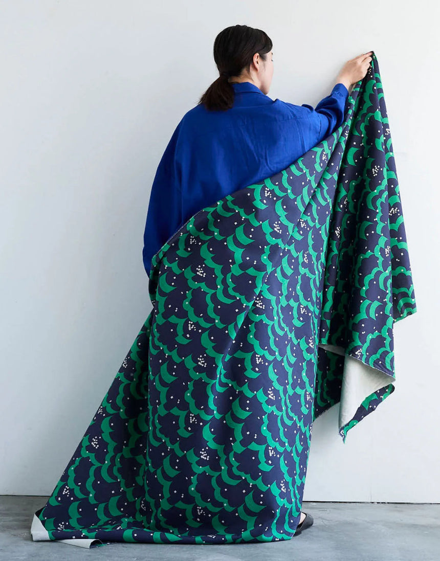 Echino Float Cotton Linen Canvas Fabric, Blue & Green