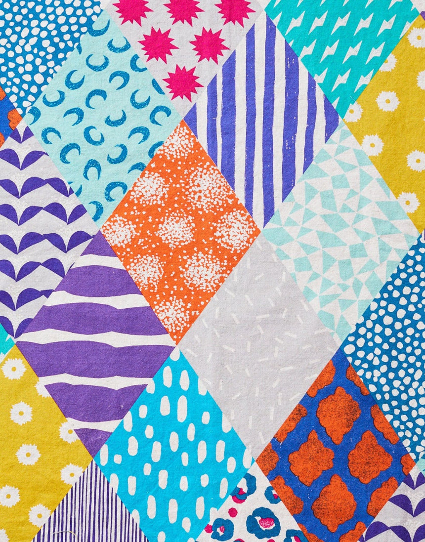 Echino Rhombus Cotton Linen Canvas Fabric, Brights