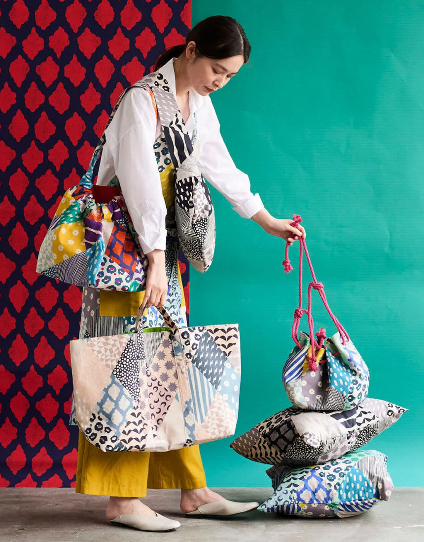 Echino Rhombus Cotton Linen Canvas Fabric, Brights