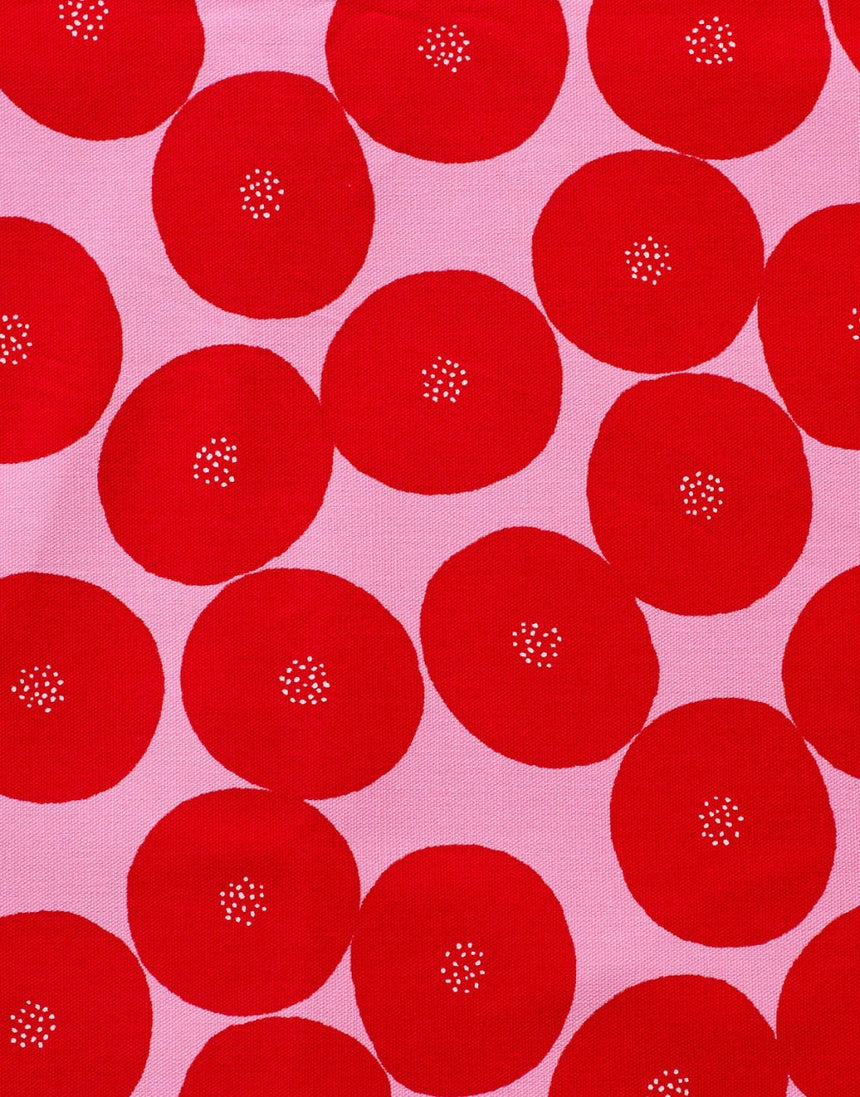 Anpan Tomotake Muddy Works Cotton Canvas Fabric, Pink & Red