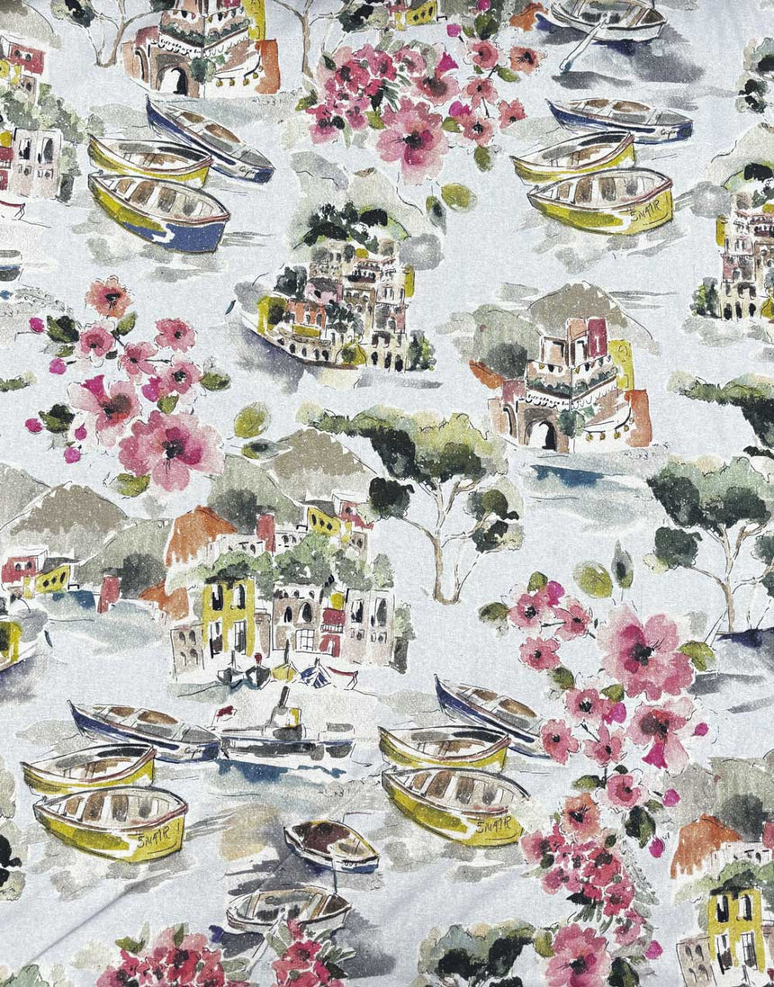Remnant 2.7m - Life in Venice Silk Cassia Noil Fabric, Lady McElroy