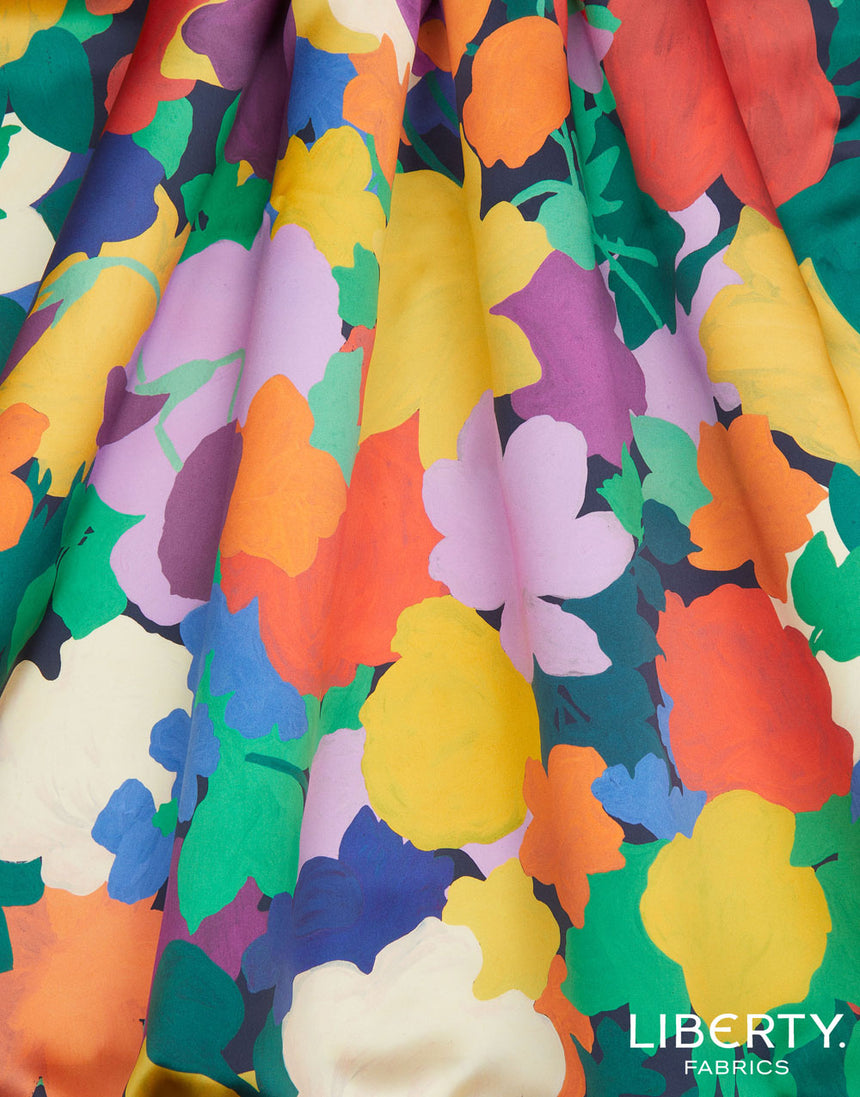 Liberty Fabrics Belgravia Silk Satin Fabric, Marina's Tea Garden C