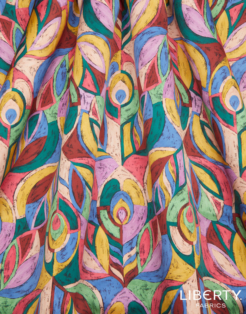 Liberty Fabrics Belgravia Silk Satin Fabric, Pastel Peacock B