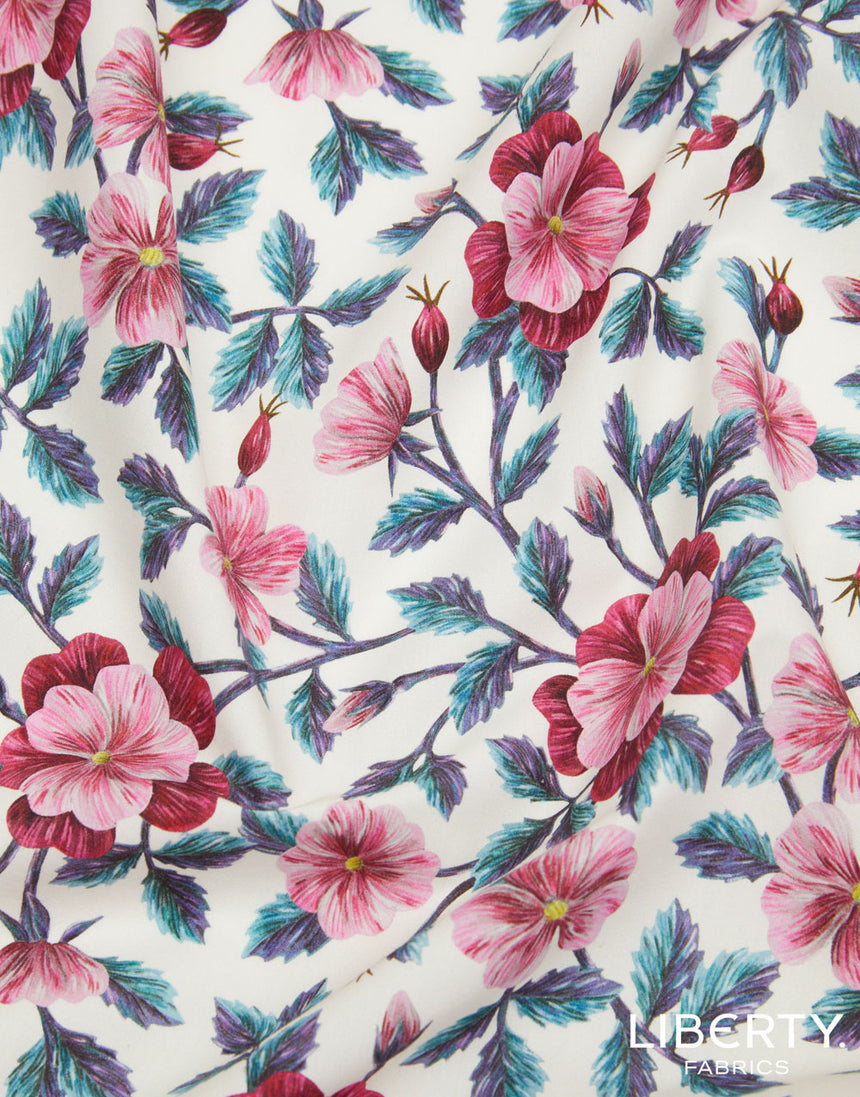 Liberty Cotton Poplin Fabric, Embroidered Vine A