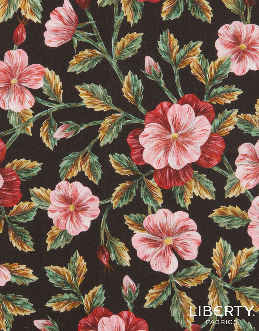 Liberty Cotton Poplin Fabric, Embroidered Vine B