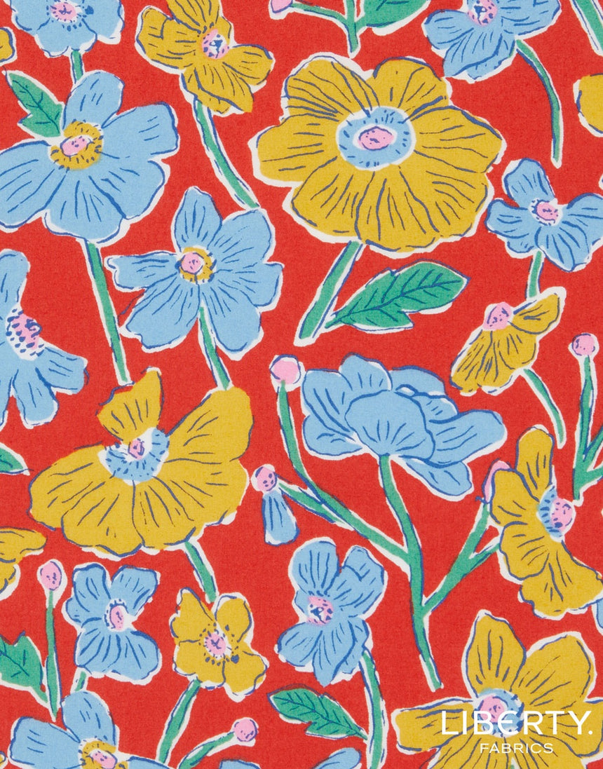 Liberty Cotton Poplin Fabric, Louie's Meadow B
