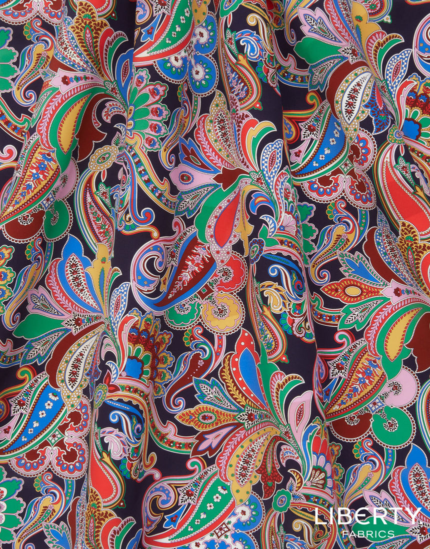 Liberty Fabrics Kensington Crepe de Chine Fabric, Paisley Fanfare C