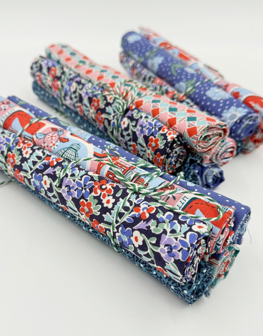 London Bouquet Liberty Lasenby Quilting Fat Quarter Bundle, Reds & Blues