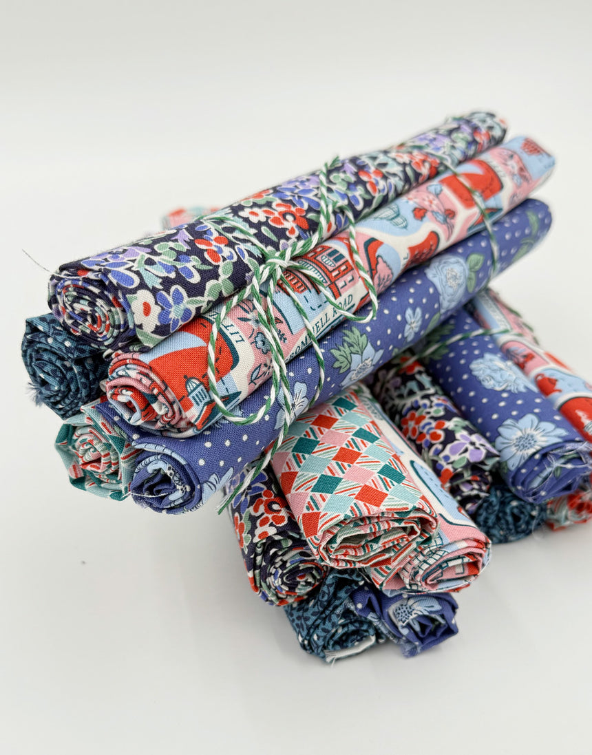 London Bouquet Liberty Lasenby Quilting Fat Quarter Bundle, Reds & Blues