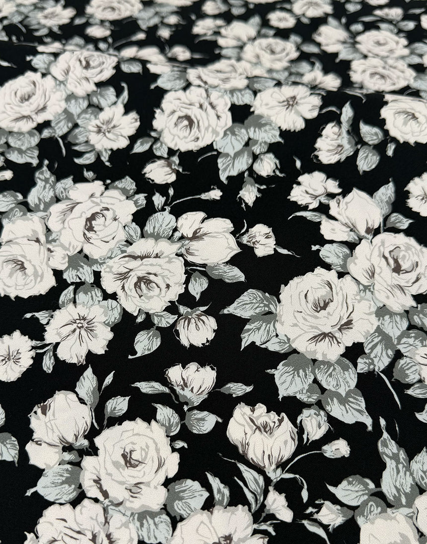 Remnant 1m - Liberty Fabrics Stretch Gabardine Cotton Fabric, Carline Rose A