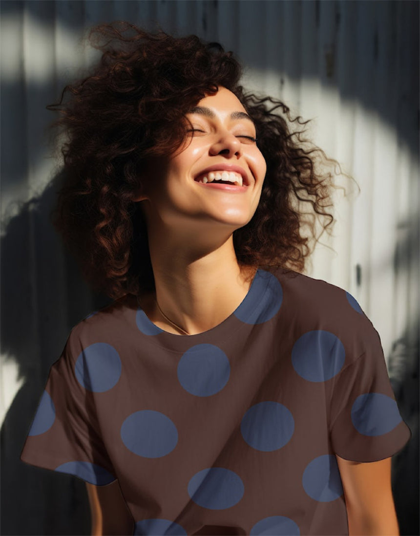 Brown and Blue Spot Light & Lush Viscose Fabric