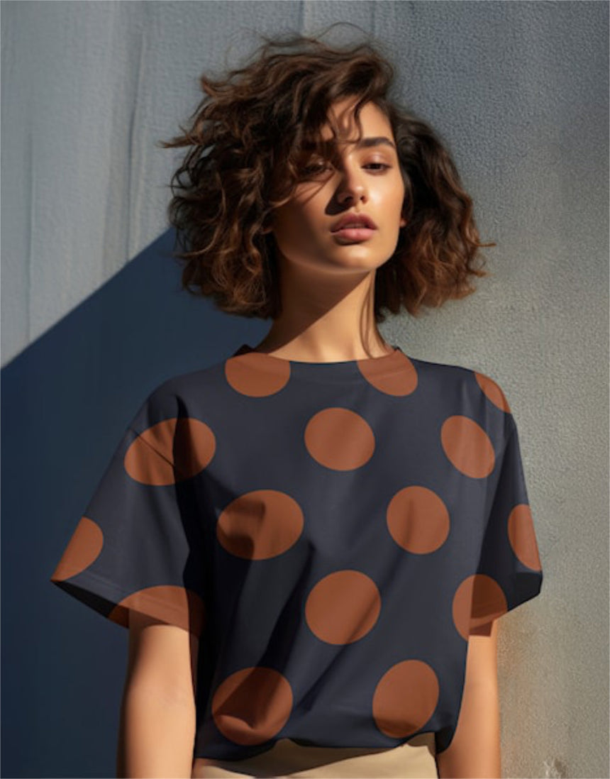 Cognac and Charcoal Spot Light & Lush Viscose Fabric