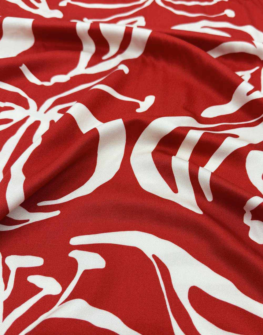 Red Linea Bloom Light & Lush Viscose Fabric
