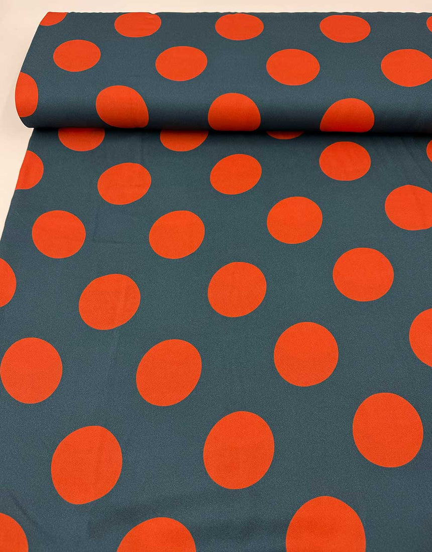 Tangerine and Steel Spot Light & Lush Viscose Fabric