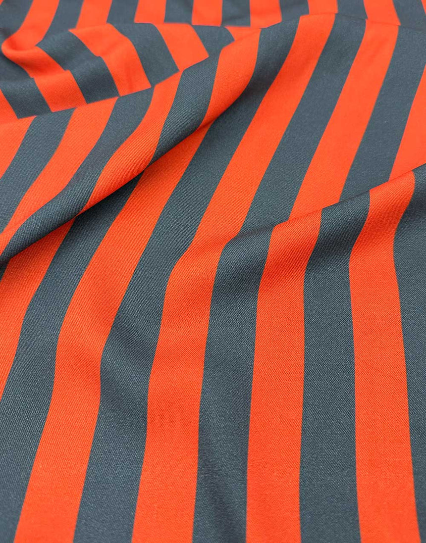Teal and Orange Stripe Light & Lush Viscose Fabric