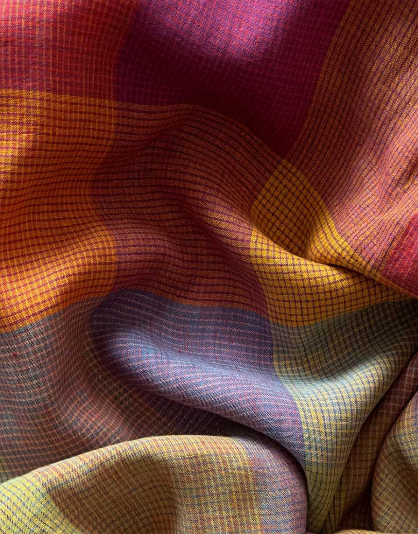Cefalu Rainbow Check Linen Fabric