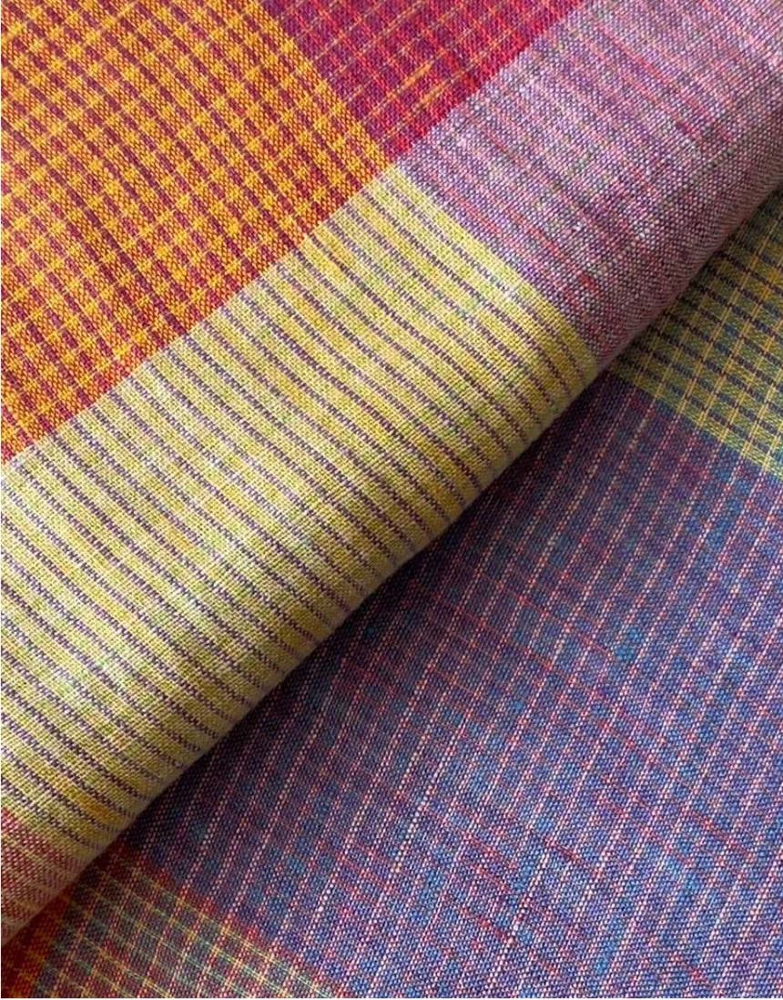 Cefalu Rainbow Check Linen Fabric