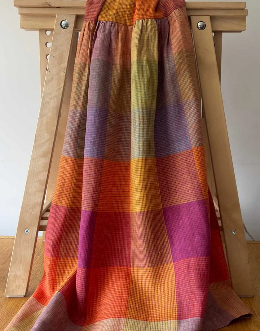 Cefalu Rainbow Check Linen Fabric