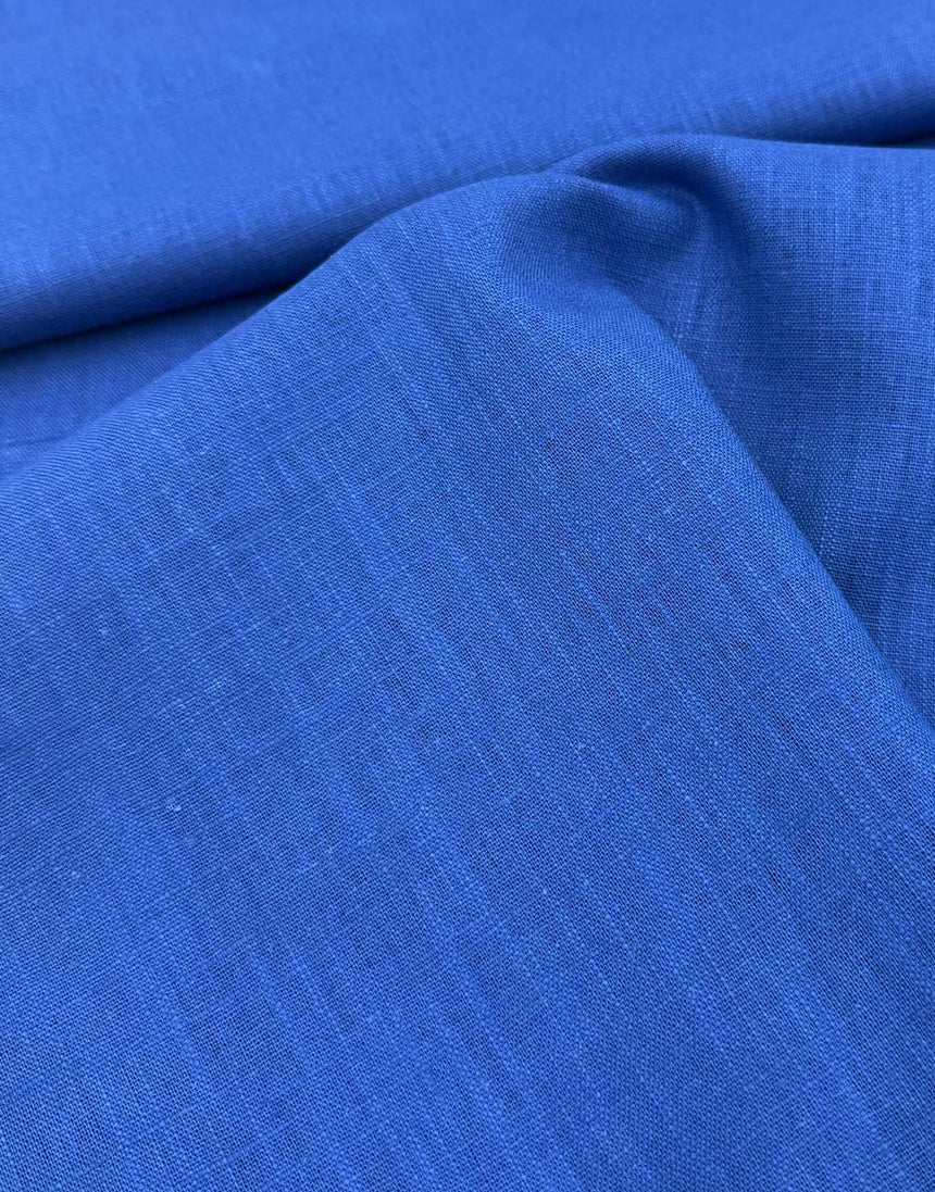 Marine Blue Washed Linen-Handle Fabric