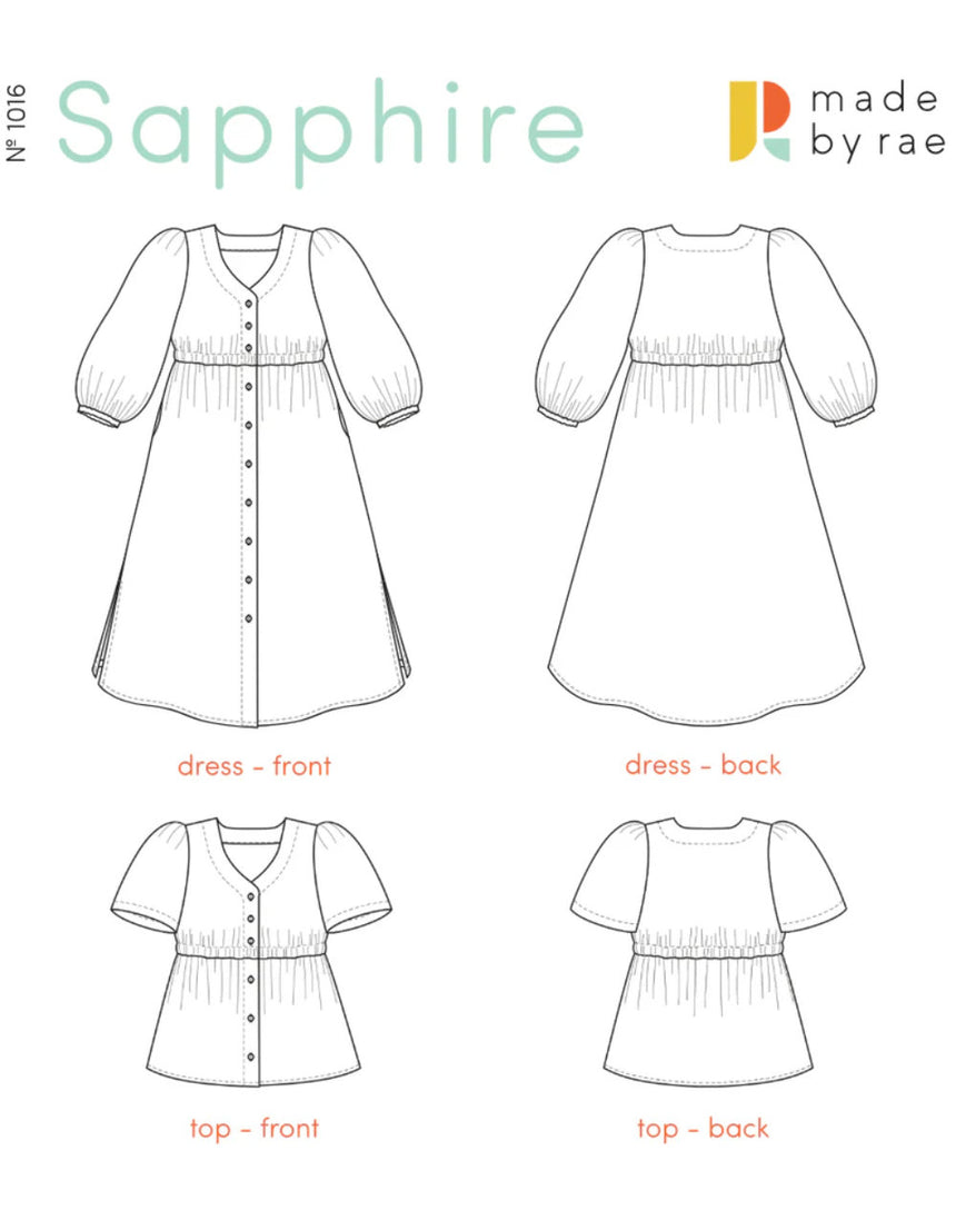Sapphire Dress & Top Sewing Pattern, Made by Rae