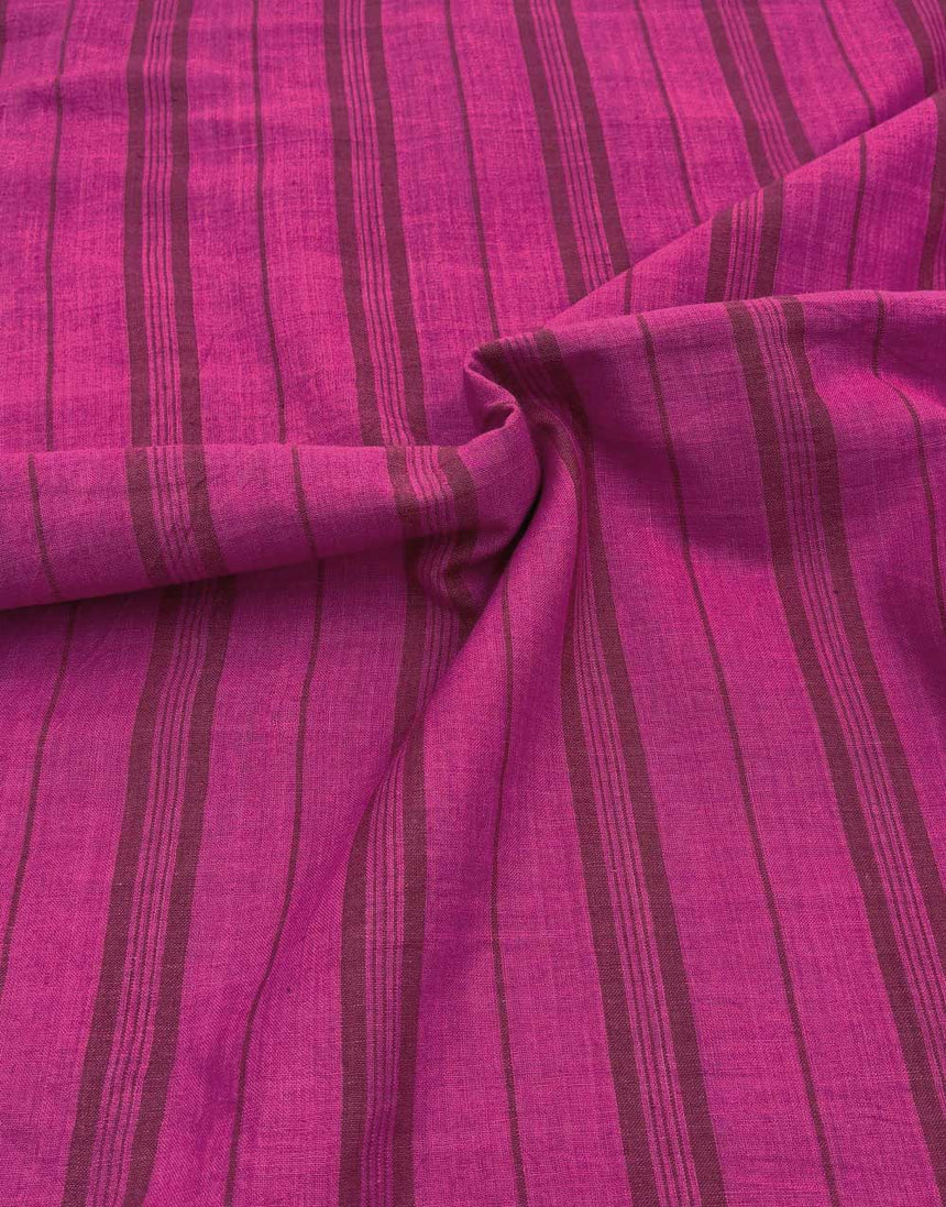 Magenta Stripe Indian Woven Cotton Fabric