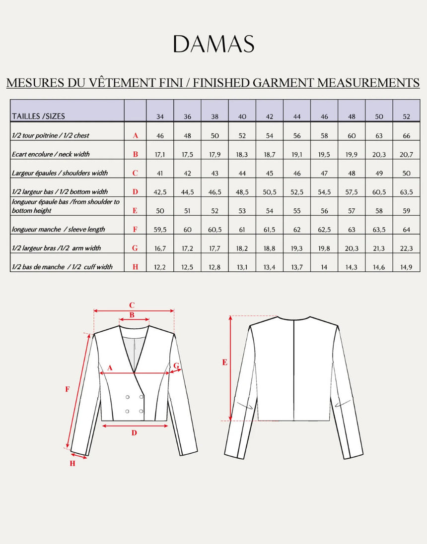 Damas Spencer Jacket Sewing Pattern, Maison Fauve