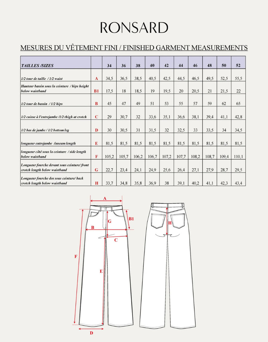 Ronsard Jeans Sewing Pattern, Maison Fauve