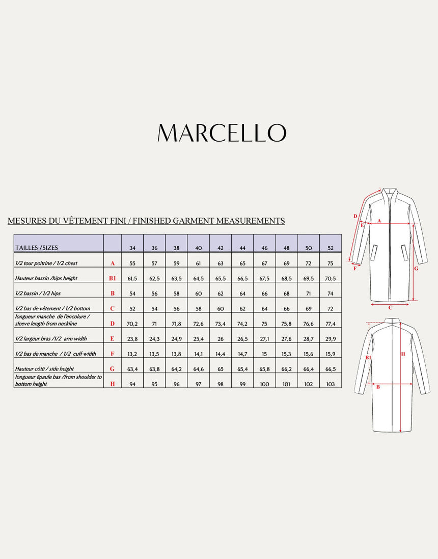 Marcello Coat Paper Sewing Pattern, Maison Fauve