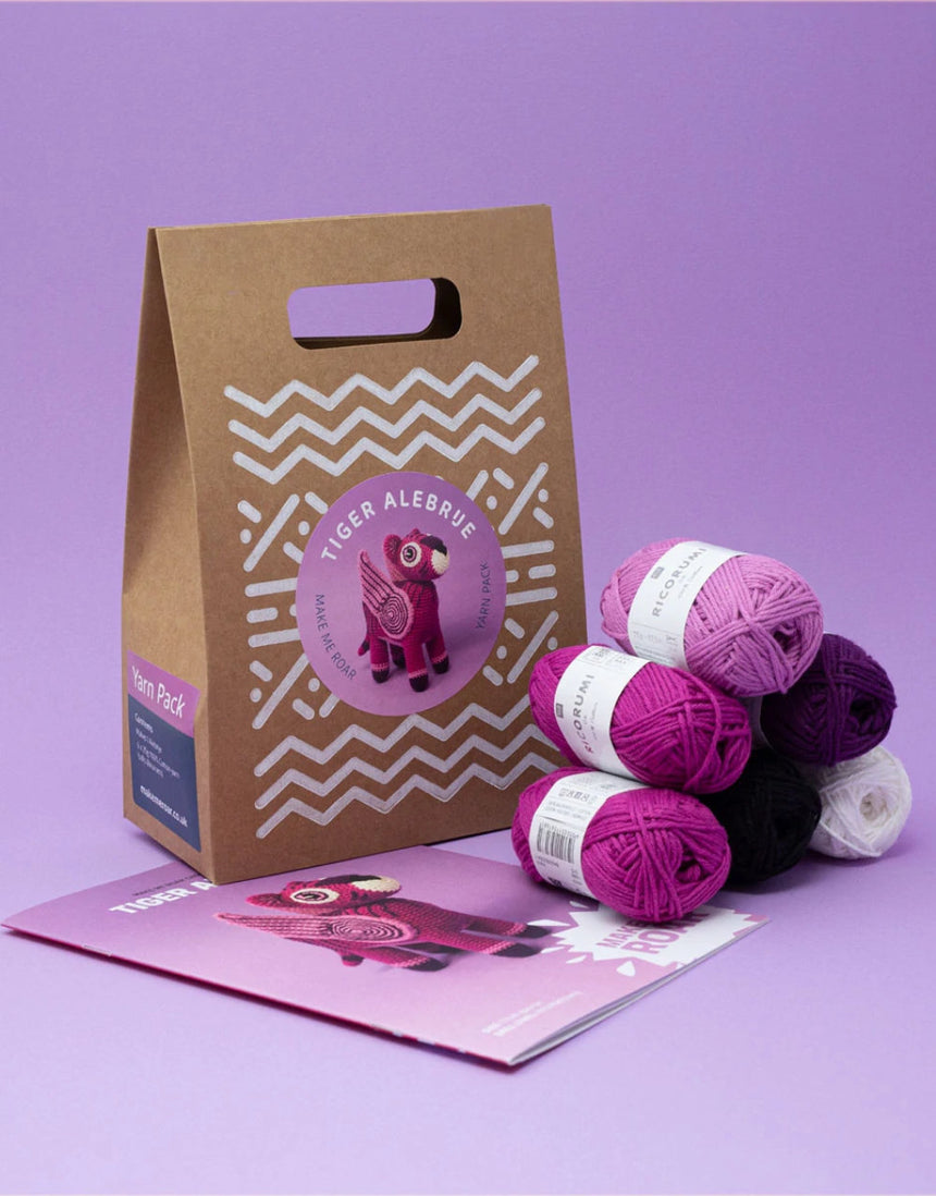 Berry Pink Tiger Amigurumi Crochet Kit, Make Me Roar