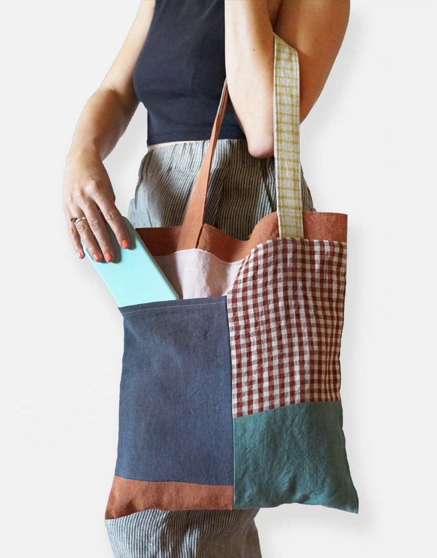 Stash Pocket Tote PDF Immediate Download Sewing Pattern, Matchy Matchy Sewing Club