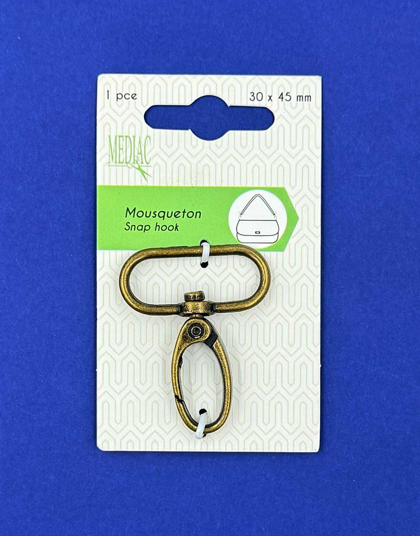 Snap Hook, 30 x 45mm Antique Brass