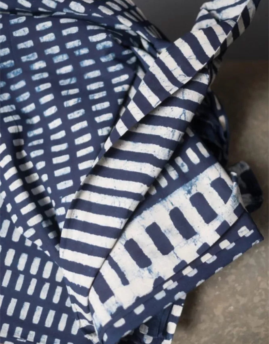 Indigo Hopscotch Indian Block Printed Cotton Fabric