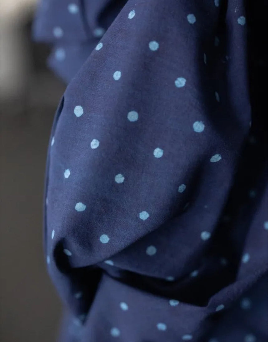 Indigo Enoki Indian Block Printed Cotton Fabric