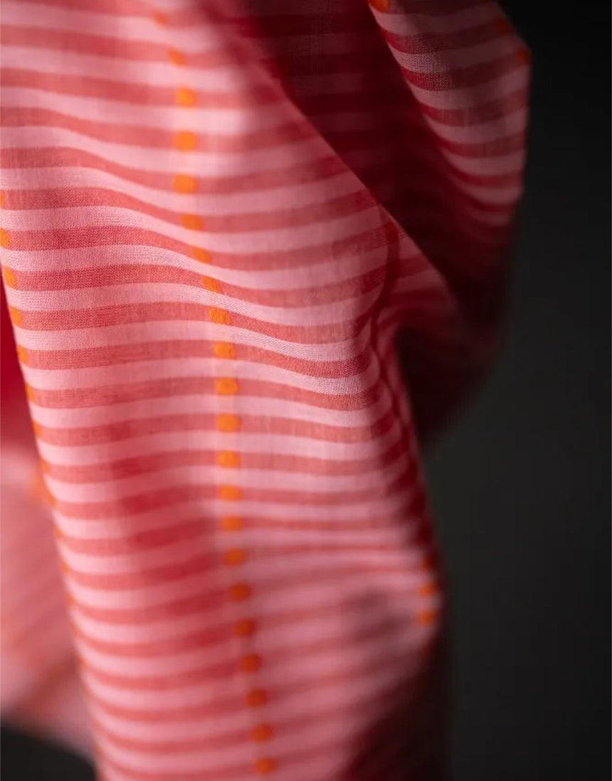 Pink Lumiere Striped Indian Cotton Fabric