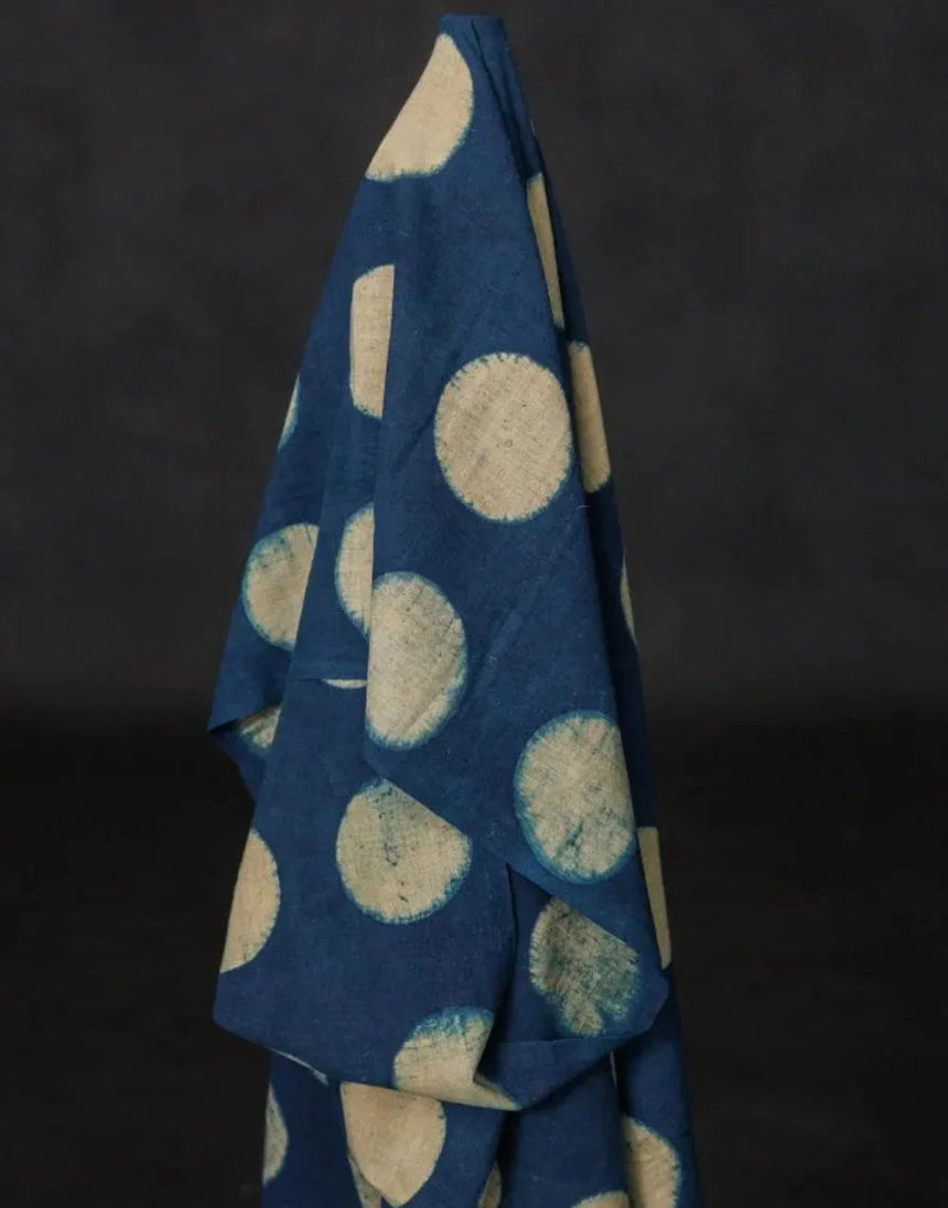 Remnant 1.10m - Indigo Osaka Spot Indian Kala Cotton Fabric