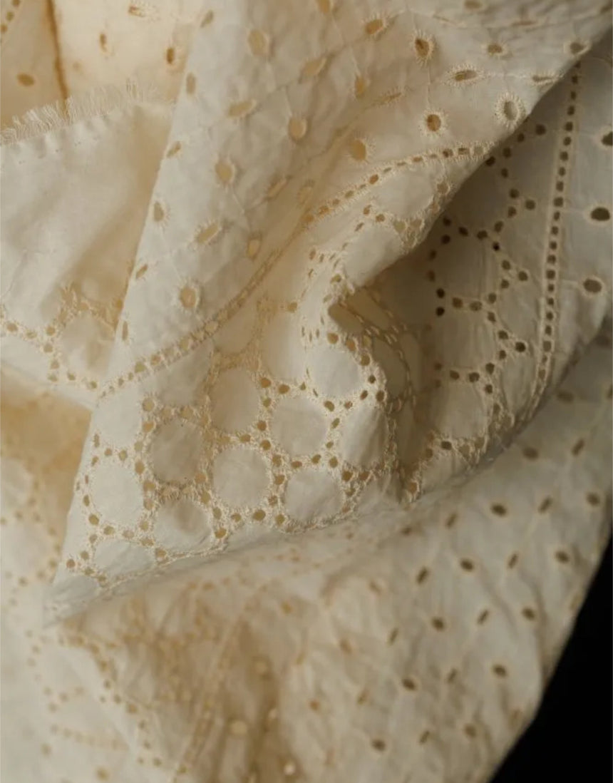 Eyelet Natural Indian Cotton Broderie Anglaise Fabric
