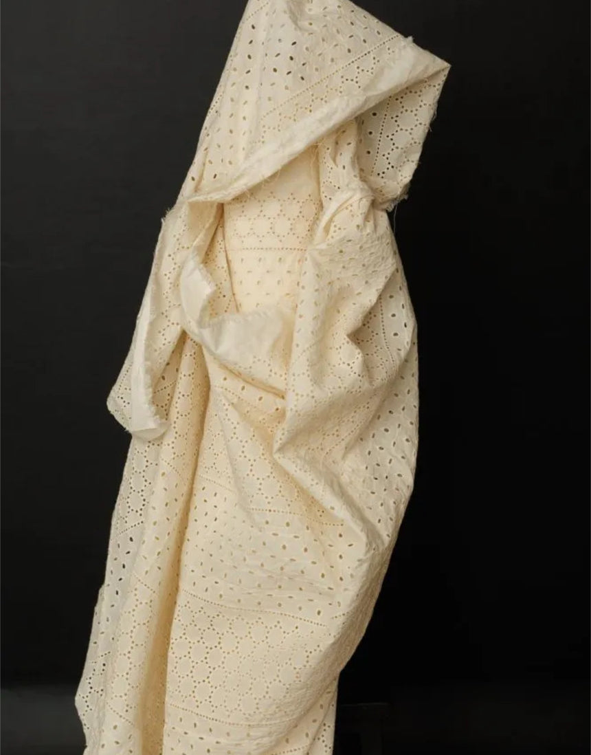 Eyelet Natural Indian Cotton Broderie Anglaise Fabric