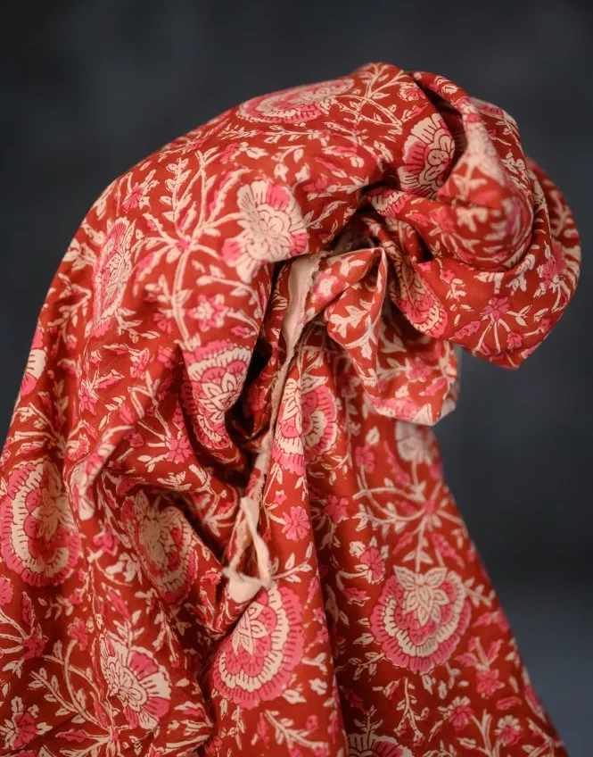 Petals Indian Block Printed Cotton Fabric