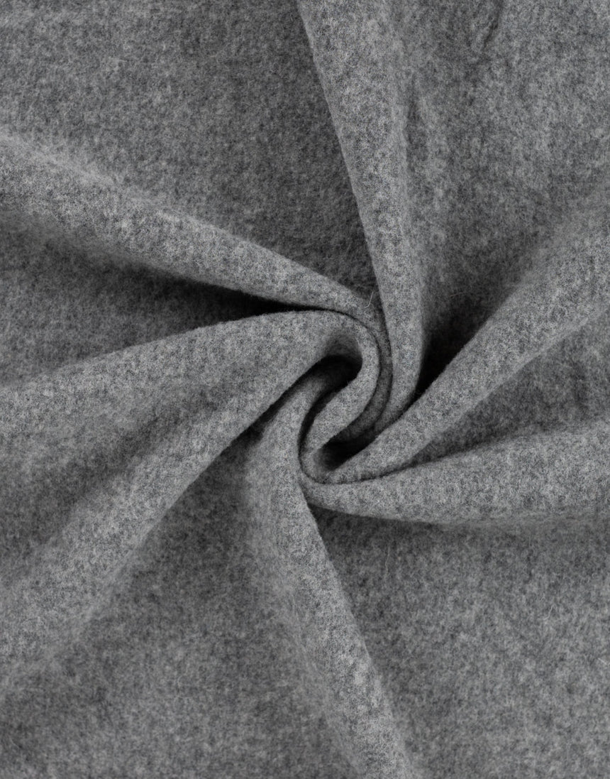 Mid Grey Melange 100% Merino Wool Fleece Fabric