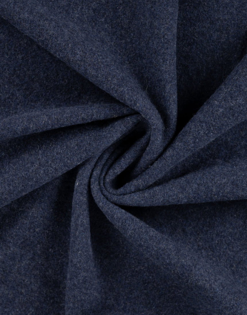 Navy Melange 100% Merino Wool Fleece Fabric