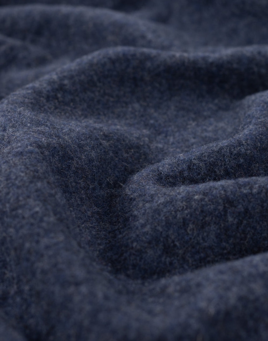 Navy Melange 100% Merino Wool Fleece Fabric