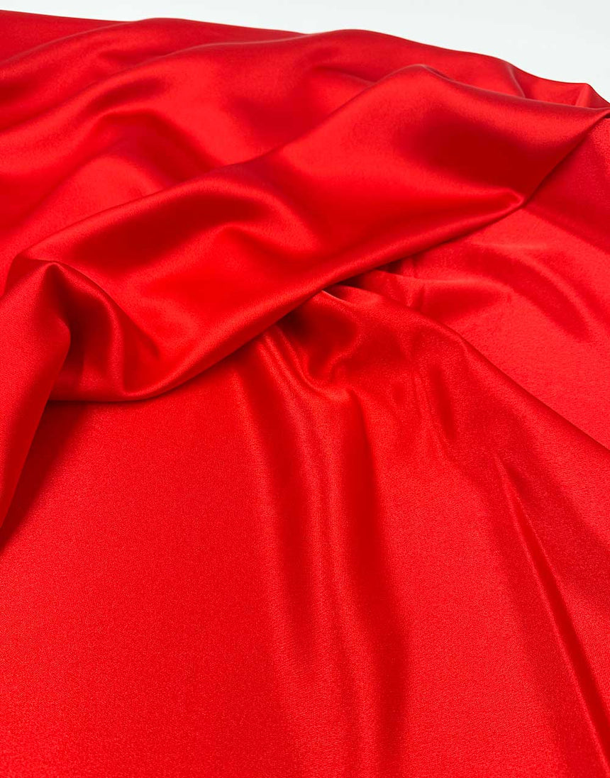 Italian Micro Silk Satin Fabric,  Scarlet Red